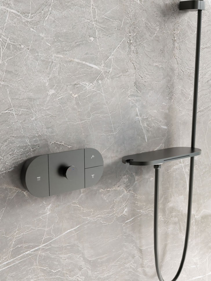 Душевой комплект Futura VSFW-2F12TMB термостатический встраиваемый, 3 режима, черный матовый