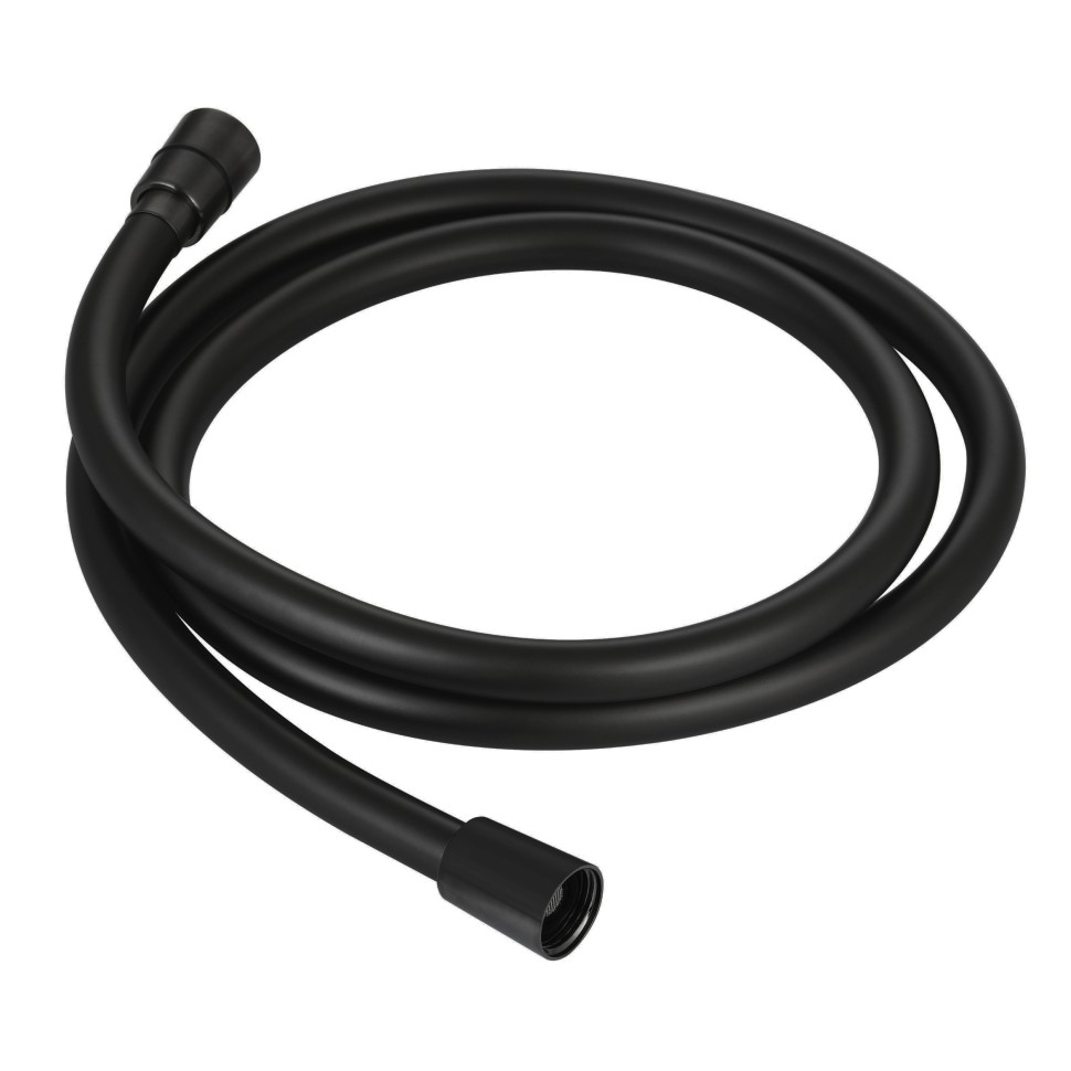AQM1501MB Шланг душевой, ПВХ, 1000 мм, с латунными коническими гайками и защитой от перекручивания, черный матовый