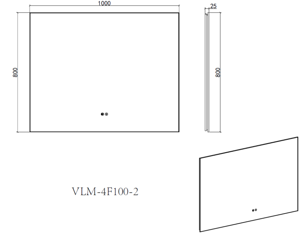 Зеркало Vincea LED VLM-4F100GM-2 1000х800 c сенсорным выключателем, антизапотевание, вороненая сталь