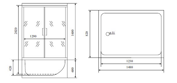 Timo Lux TL-1505 душевая кабина 148*82*220