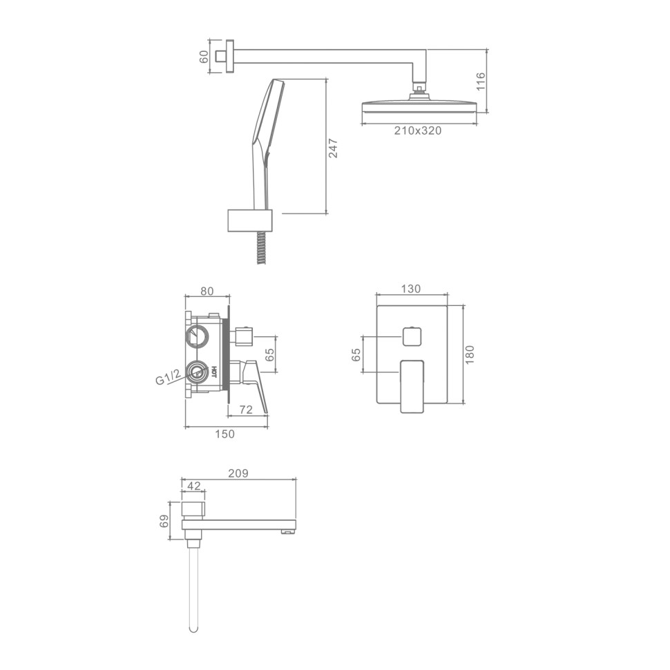 Душевая система Raglo встраиваемая R30.27.06 Черный