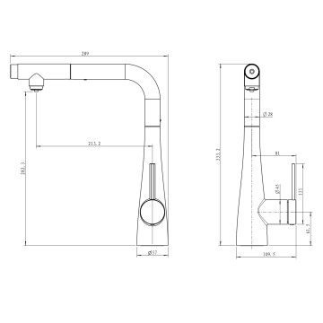 AQM9902CR Cucina Смеситель для кухни с выдвижным L-образным изливом, хром