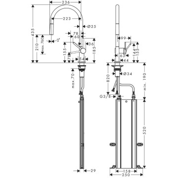 Смеситель для кухни Hansgrohe Talis M54 с выдвижным изливом, 1jet, sBox 72803670, черный матовый