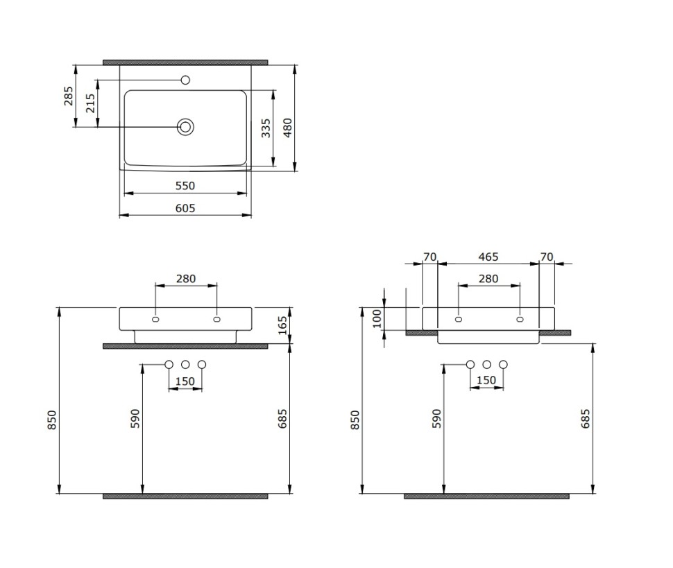 Раковина BERGES Strati, 60х48,5 см