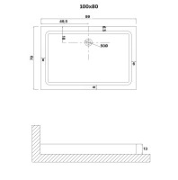 Душевой поддон NG-P1080-14Q (100х80х13) прямоугольник,1 место