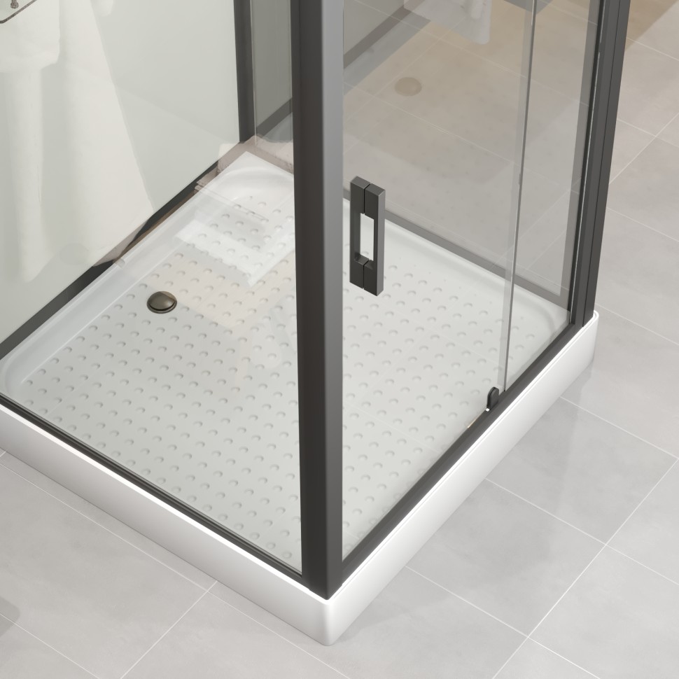 Душевая кабина Niagara Standart ST90/15Q/BL (90х90х215) квадрат,поддон 15см,распашная,проф.черный,3 места