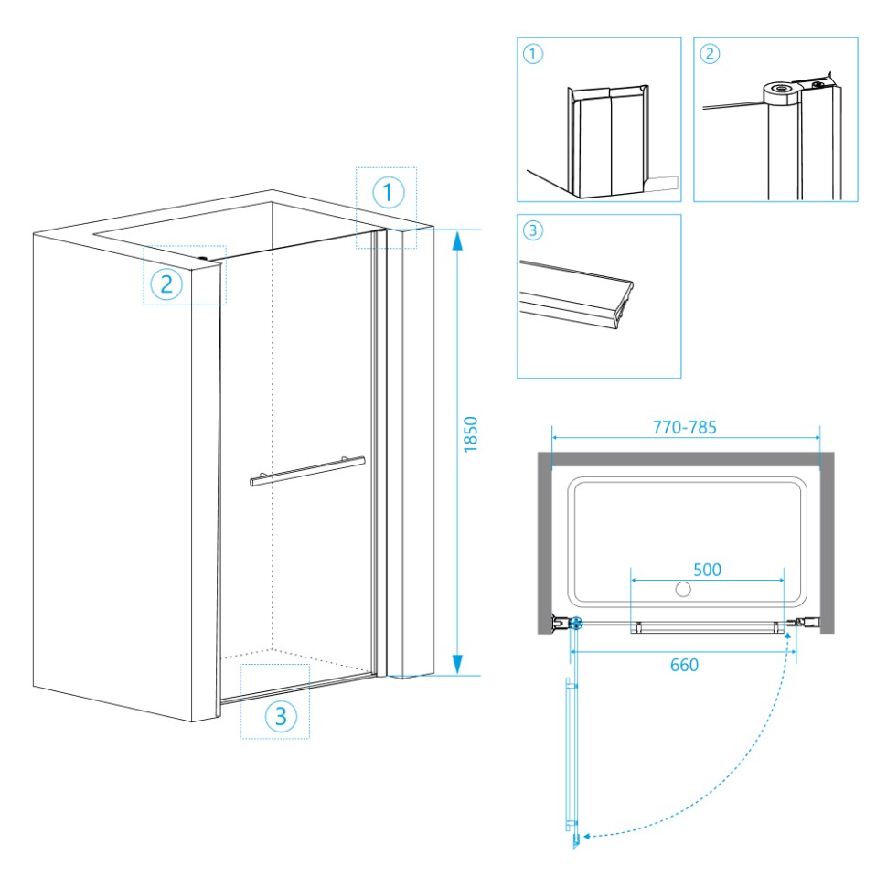 Душевая дверь RGW PA-03 (Прозрачное, 800)