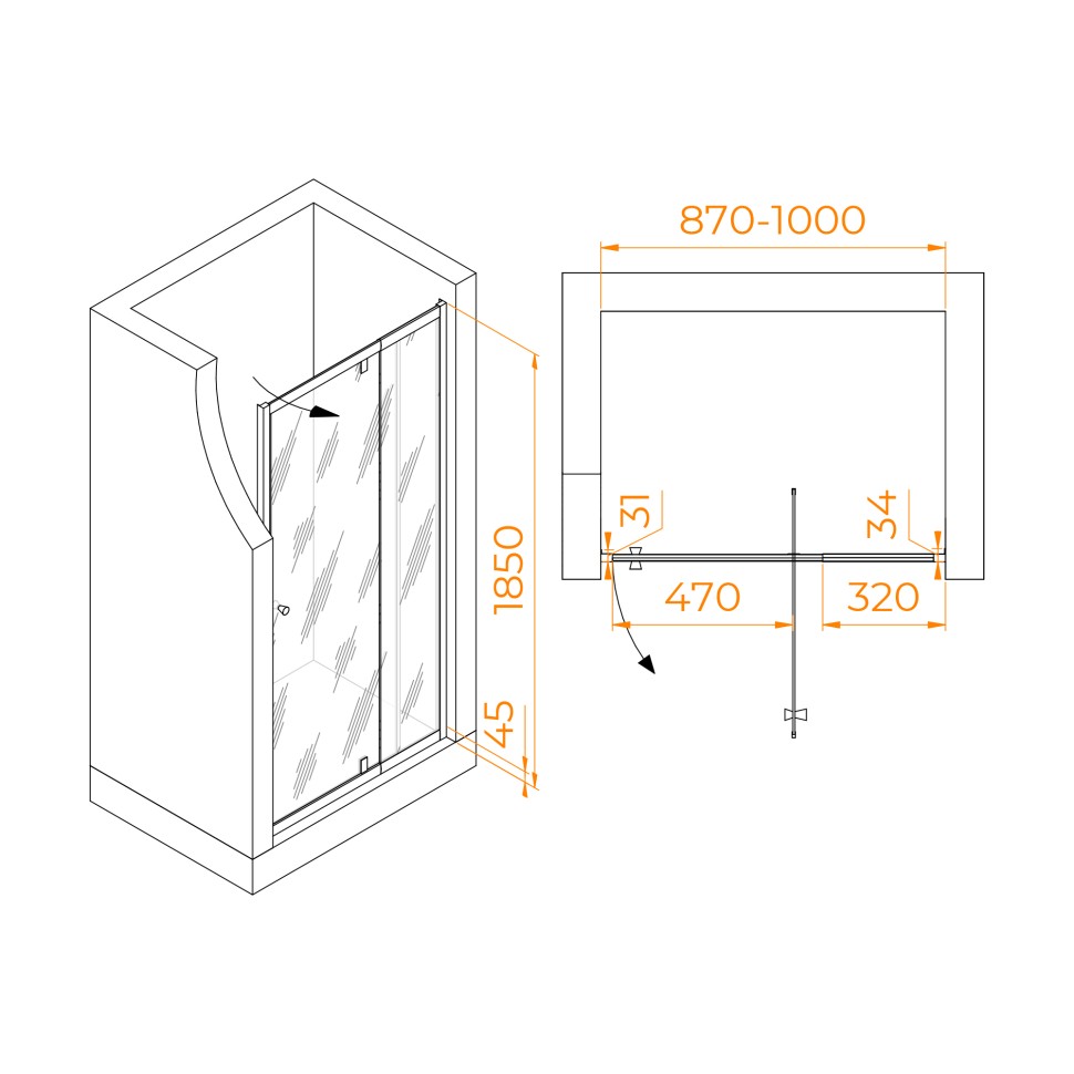 Душевая дверь RGW PA-02B NEW (Прозрачное, 900)
