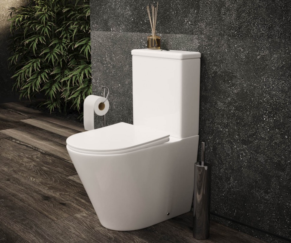 Напольный пристенный унитаз Highlight Rimless