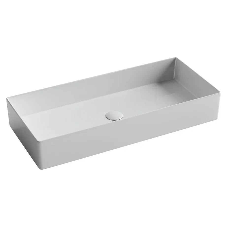 Раковина накладная прямоугольная 801x361x130, цвет белый