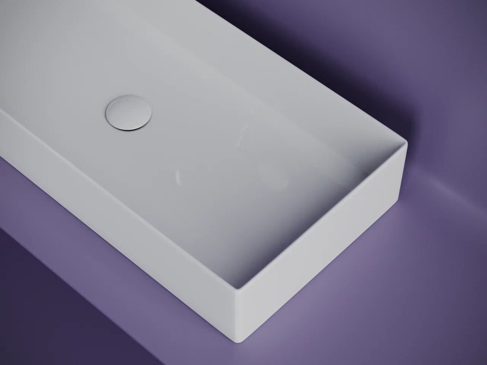 Раковина накладная прямоугольная 801x361x130, цвет белый