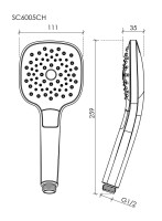 Душевая лейка SANCOS Magic, кнопочное управление, 110 x110 мм, 3 режима, цвет хром/белый, арт. SC6005CH