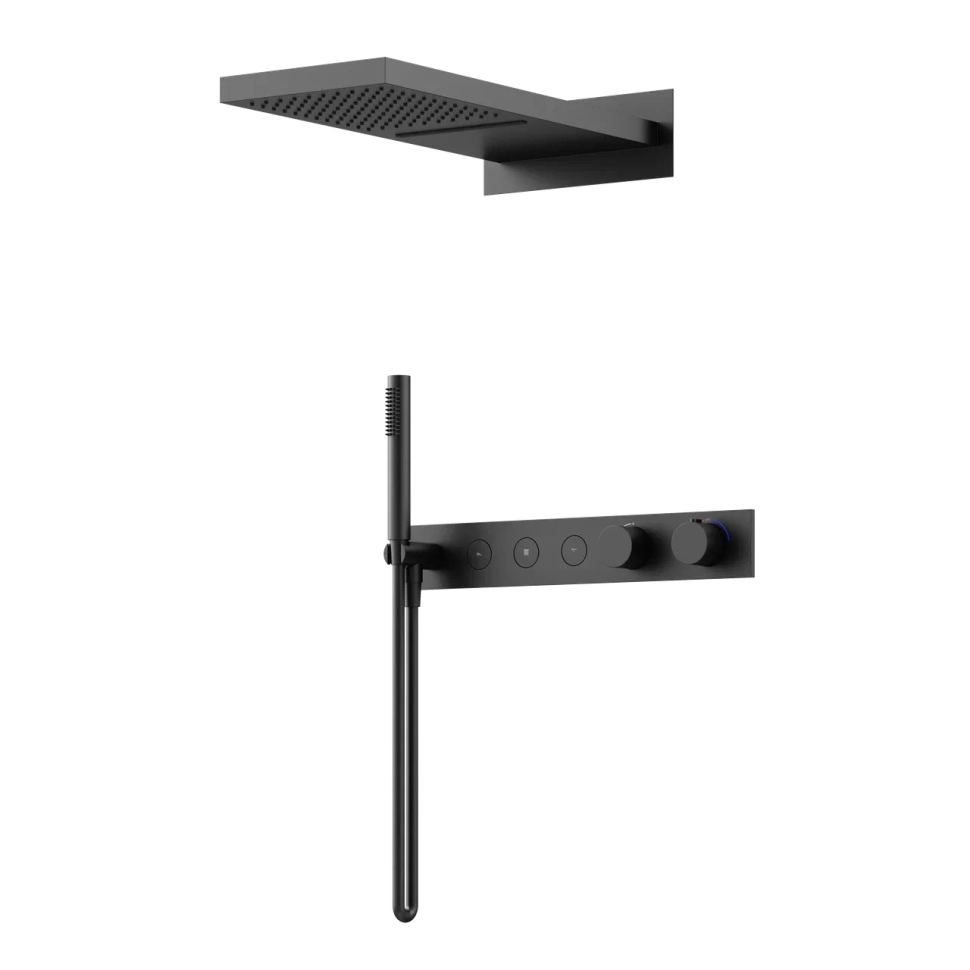 Душевой комплект с термостатом SANCOS Linn, с внутренней частью, черный матовый, арт. SC9023MB