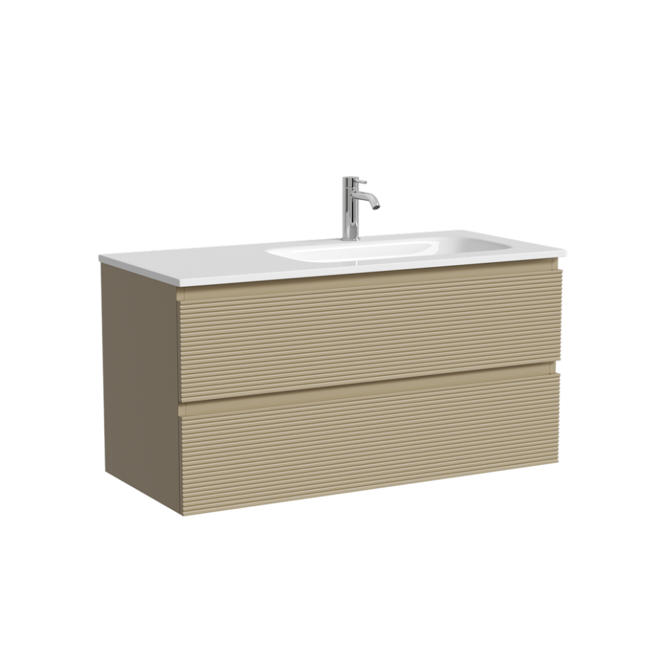 Тумба подвесная SANCOS Folk правая 995х445х500, c двумя ящиками оснащенными доводчиками, Капучино, арт.FL100RCP