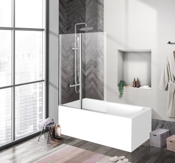 Душевая шторка на ванну BelBagno UNO-V-2-100/150-C-Cr