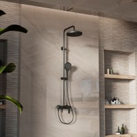 Душевая стойка VSFS-413MB с изливом, черный матовый