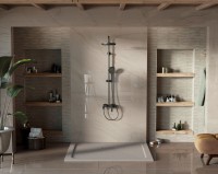 Душевая стойка VSFS-413MB с изливом, черный матовый