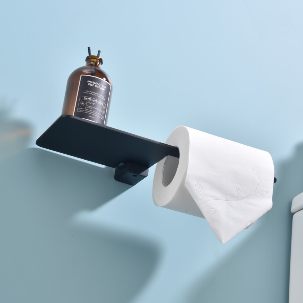 Бумагодержатель с полочкой для телефона Raglo черный