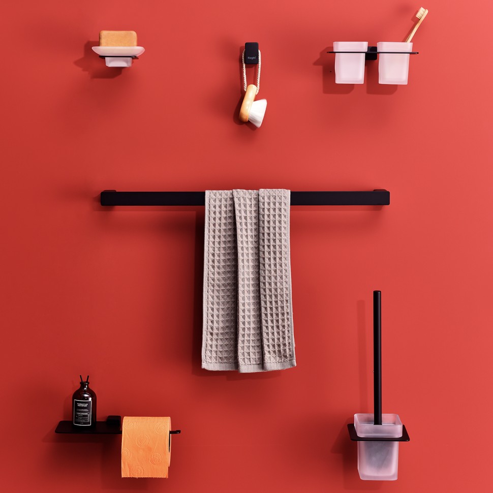 Бумагодержатель с полочкой для телефона Raglo черный