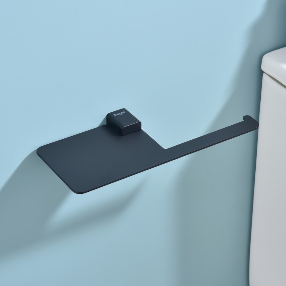 Бумагодержатель с полочкой для телефона Raglo черный