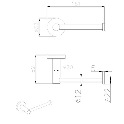 AQM7208MB Trento Держатель туалетной бумаги, черный матовый