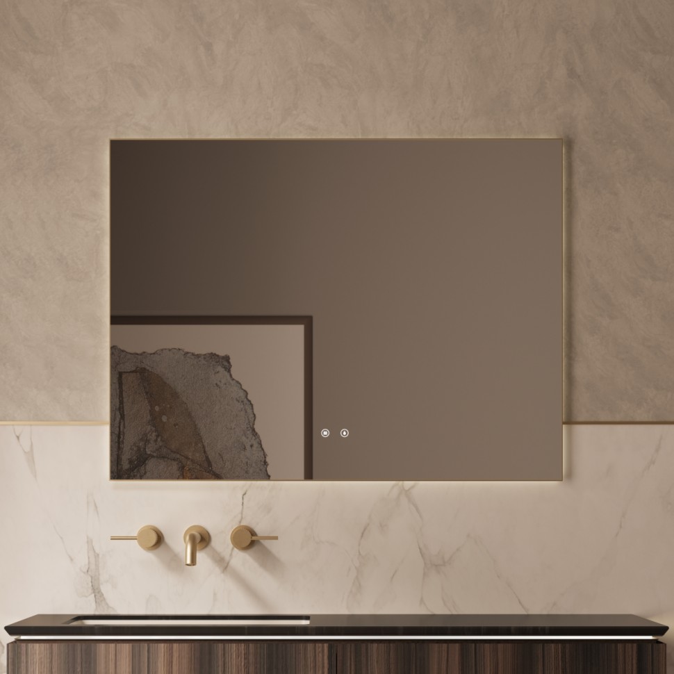 Зеркало Vincea LED VLM-4F100BG-2 1000х800 c сенсорным выключателем, антизапотевание, брашированное золото