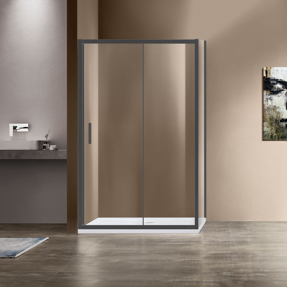 Душевой уголок Garda VSR-1G8014CLGM, 1400*800, вороненая сталь, стекло прозрачное