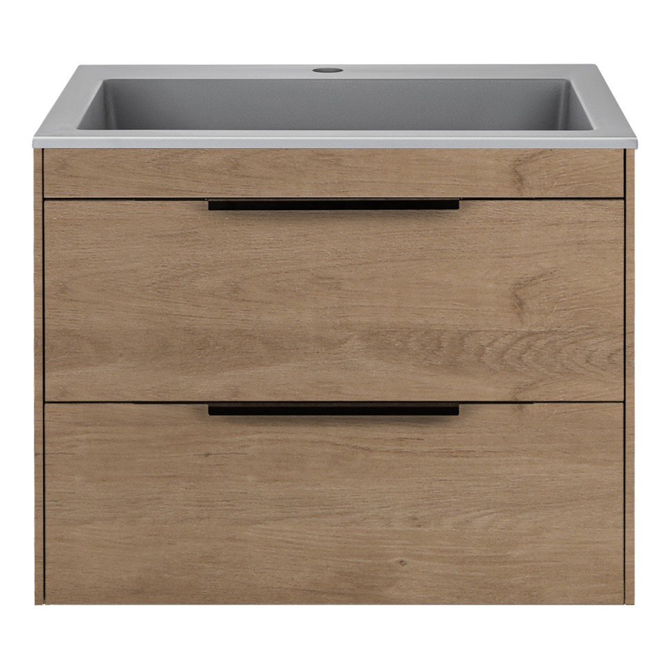 База под раковину Chiara 2D 600 подвесная, 2 выкатных ящика soft-close, N.Oak