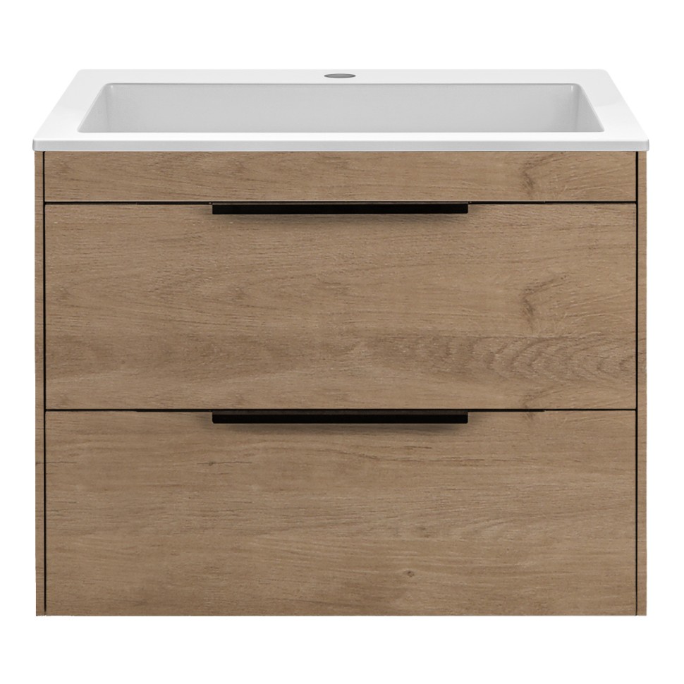 База под раковину Chiara 2D 600 подвесная, 2 выкатных ящика soft-close, N.Oak