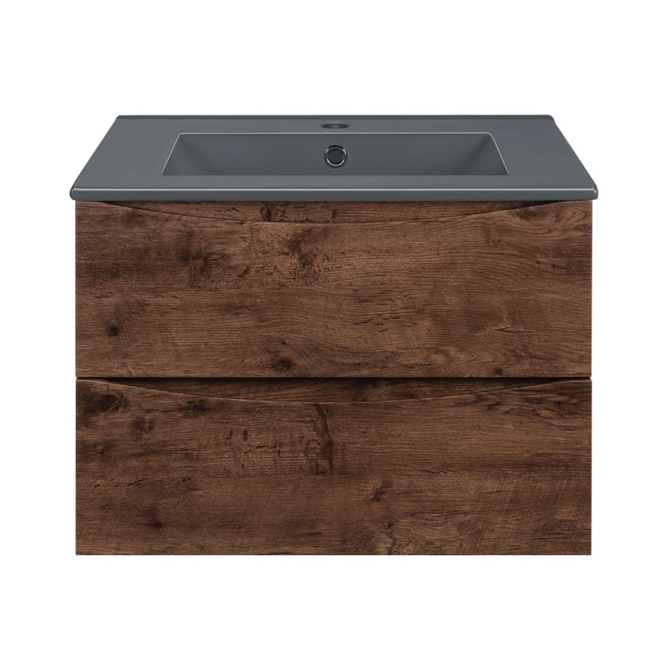 База под керамическую раковину Mia 600 подвесная, 2 выкатных ящика soft close, R.Wood