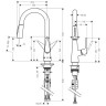 Смеситель Hansgrohe Kitchen для кухни, на 1 отв однорычажный, поворотный излив 18.5 см с вытяжным душем, 2jеt, h15.2 см, цвет: хром 72815000