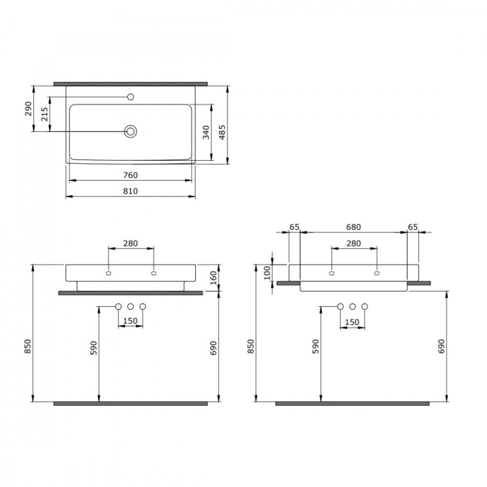 Раковина BERGES Strati, 80х48,5 см