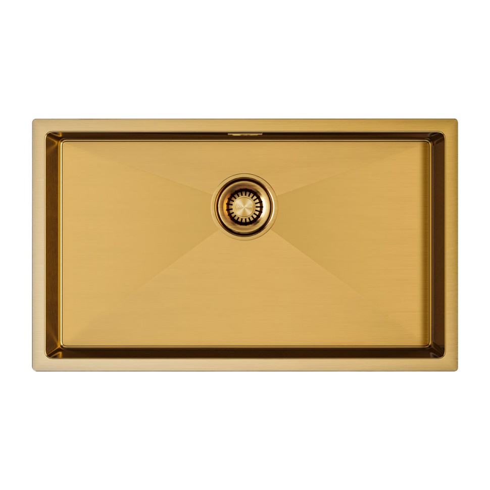 Мойка нерж. сталь AISI304 ALLER 74 UNI, PM807444-BG, брашированное золото. сталь, 740х440мм, Starke-Paulmark
