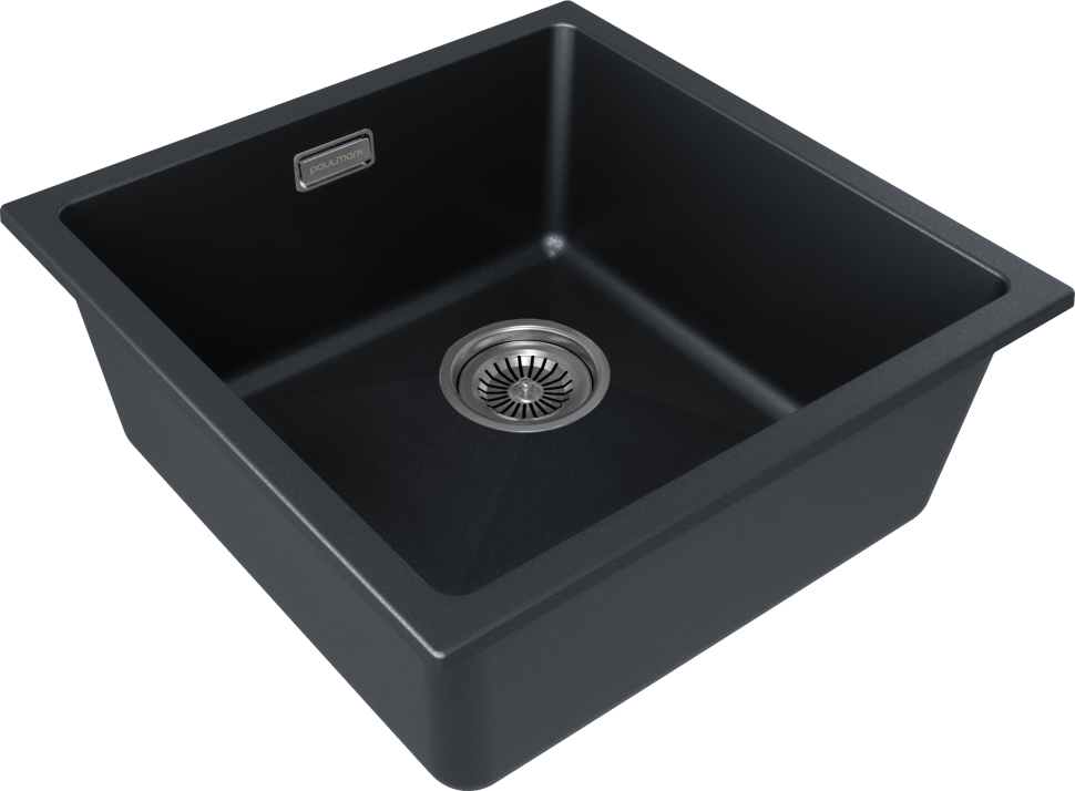 Мойка LUMI 45UNI-SKEW, IT-GRANIT, LU45SK-BLM, черный металлик, 455х440, Paulmark