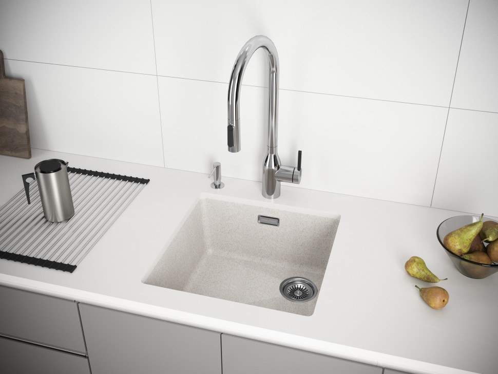 Мойка LUMI 45UNI-SKEW, IT-GRANIT, LU45SK-BLM, черный металлик, 455х440, Paulmark