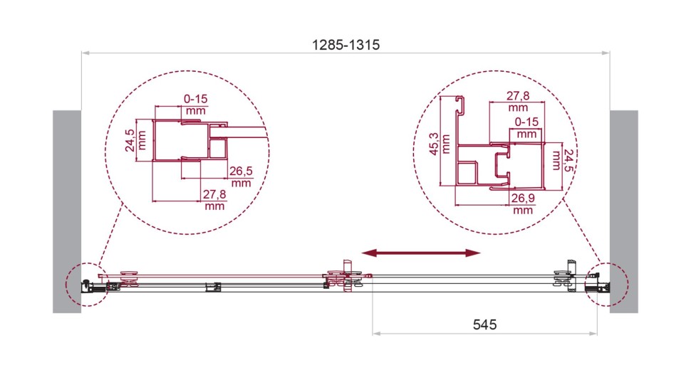 Душевая дверь BelBagno LUCE-BF-1-130-C-Cr