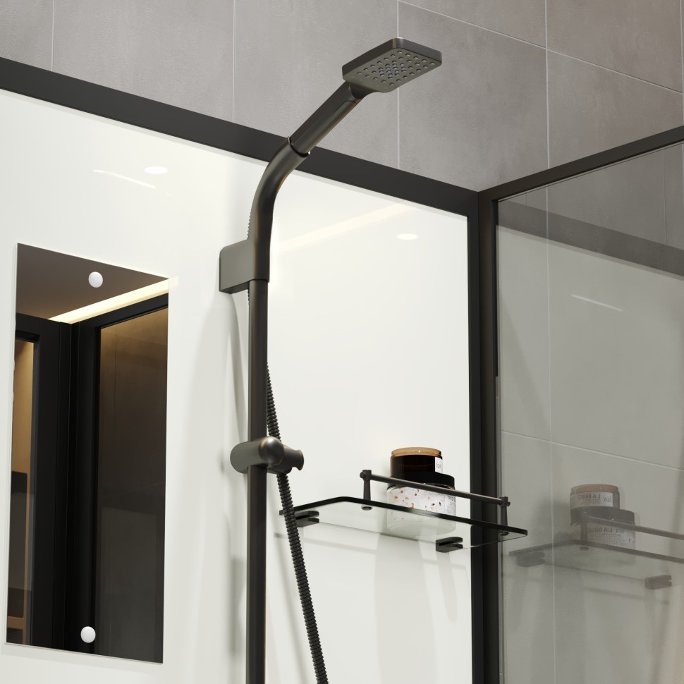 Душевая кабина Niagara Standart ST90/15Q/BL/BK (90х90х200) квадрат,поддон 15см,распашная,проф.черный,без крыши,3 места