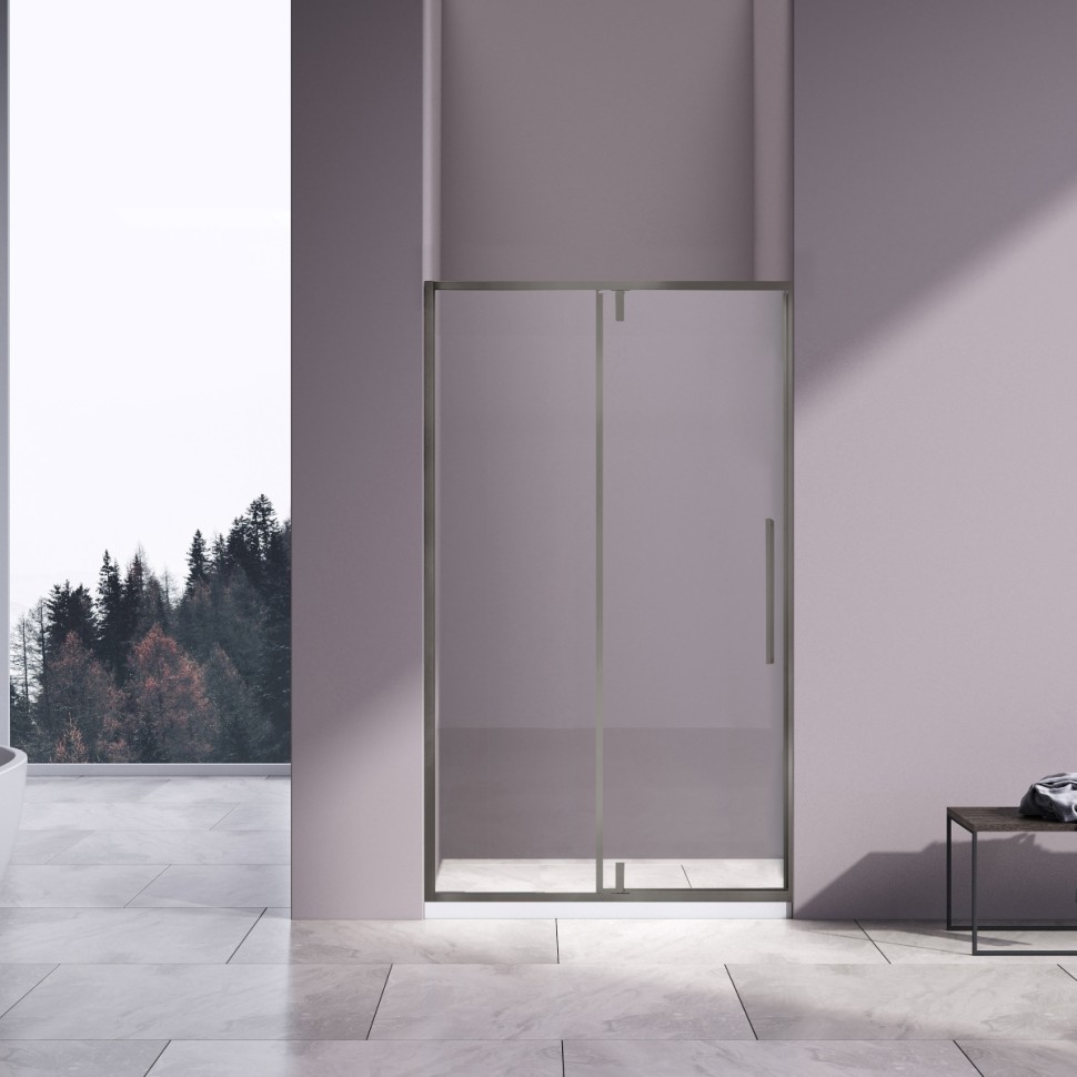 Душевая дверь Slim-N VDP-4SN100CLGM, вороненая сталь, стекло прозрачное