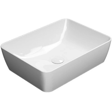Раковина накладная GSI NUBES 9037PVC11 500 мм х 380 мм, без отверстия под смеситель, без перелива, с донным клапаном, цвет Белый глянцевый