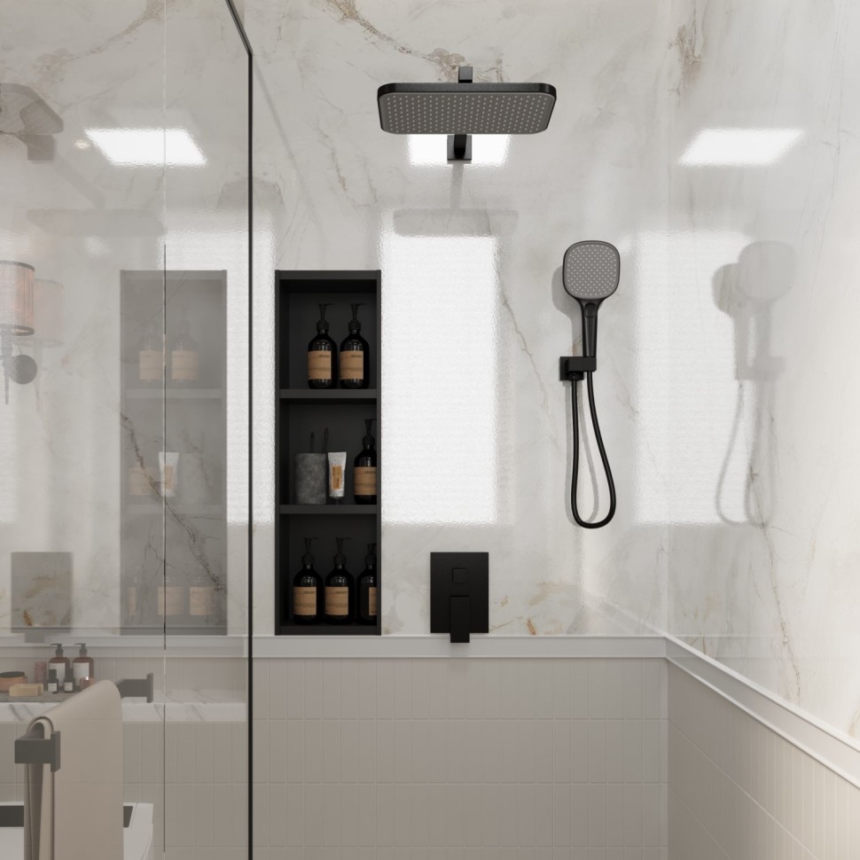 Встраиваемая душевая система AVELLA, Чёрный матовый
