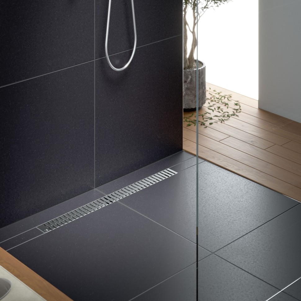 Душевой лоток TIMO Drain System 900 с вставкой "lines", Хром