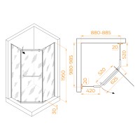 Душевой уголок RGW PA-091B (Прозрачное, 900x1000)