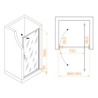 Душевая дверь RGW LE-102 (Прозрачное, 900)