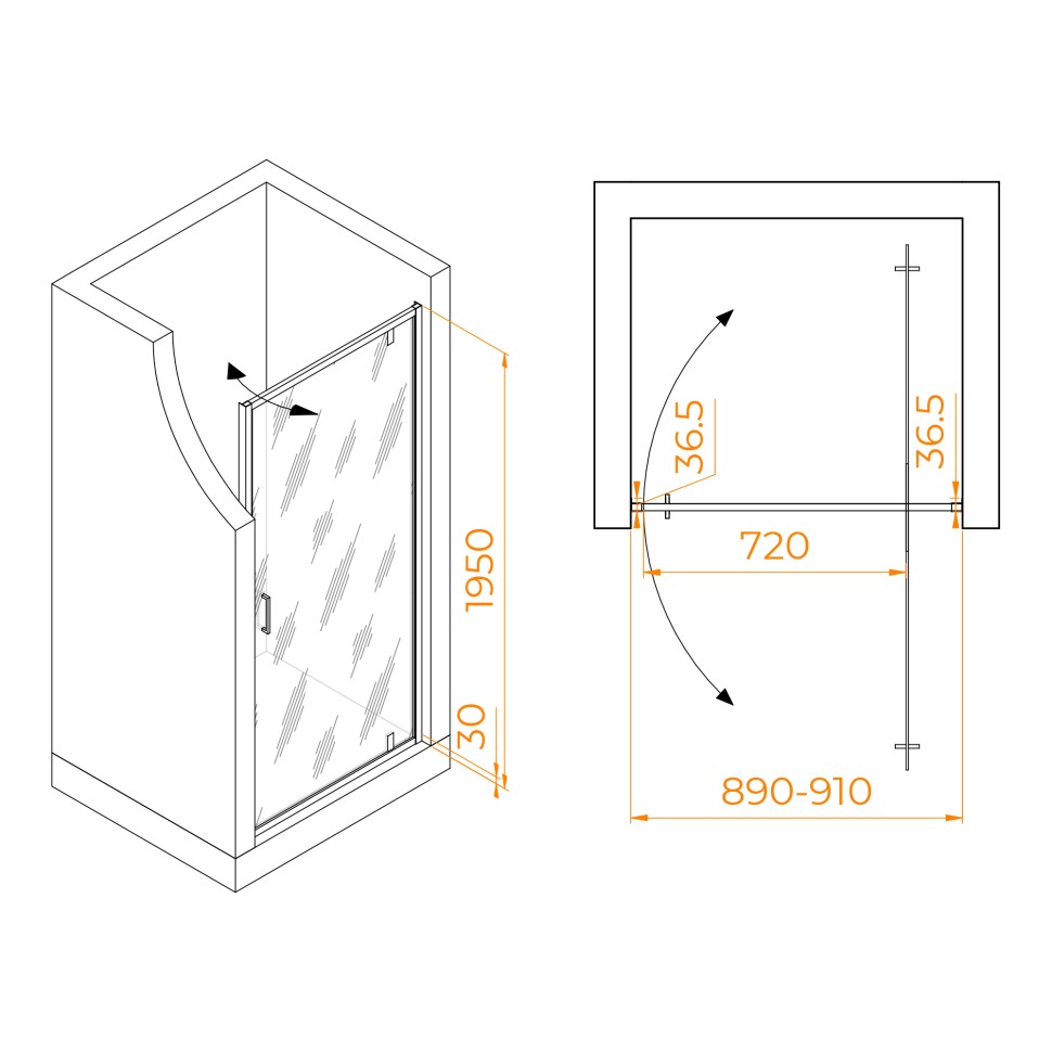 Душевая дверь RGW LE-102 (Прозрачное, 900)