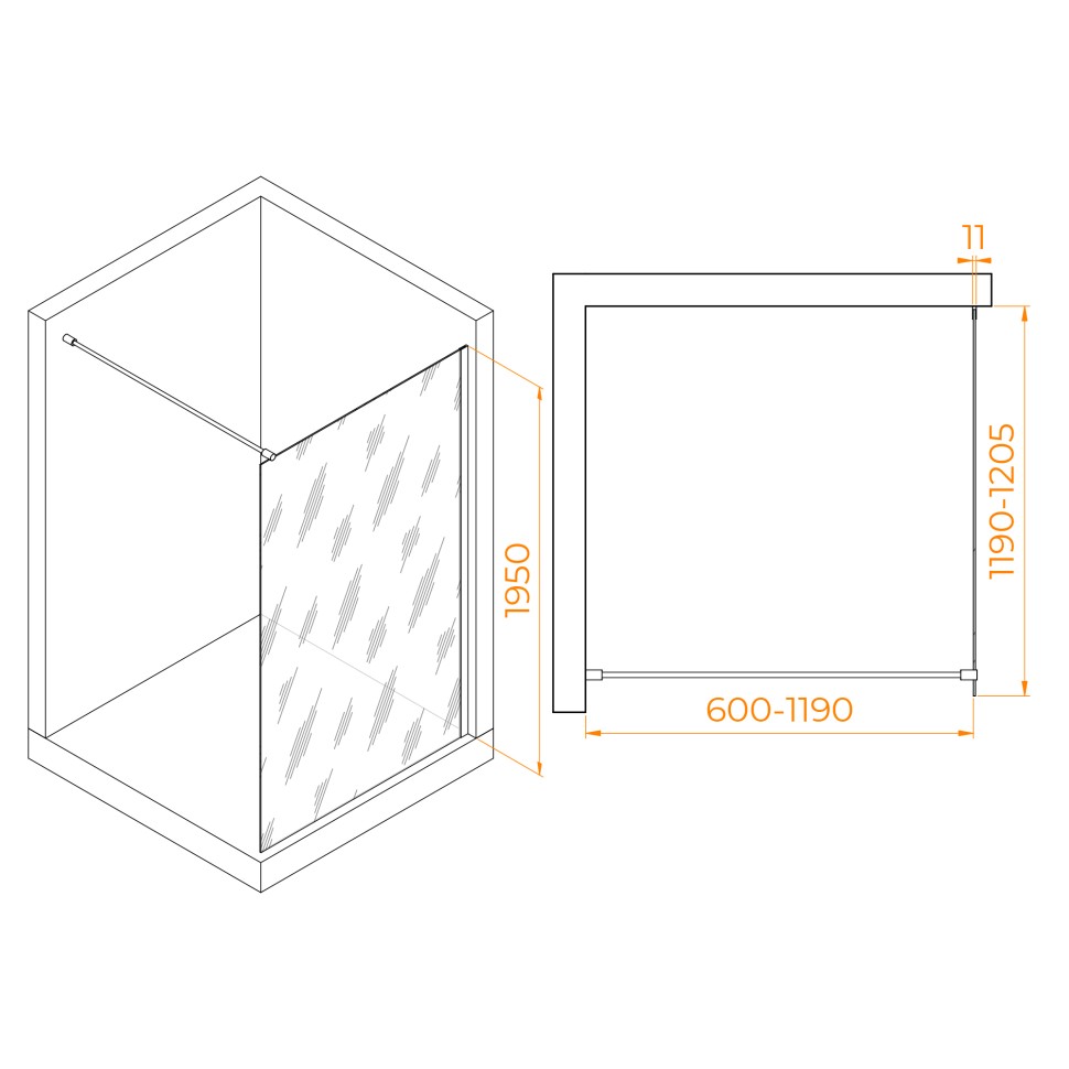 Душевая перегородка RGW WA-002G (Прозрачное, 1200)