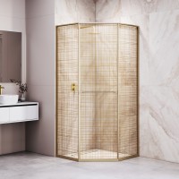 Душевой уголок RGW SV-82Gb "L" (Золотая вуаль, 1000x1000)