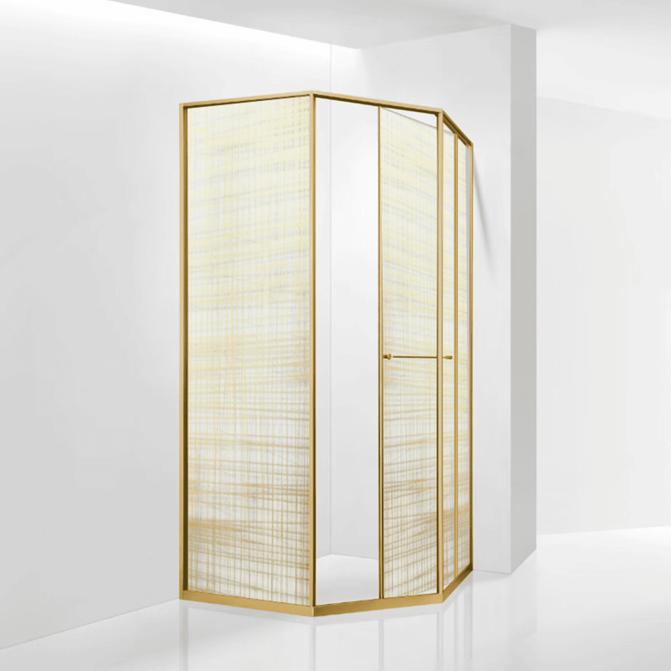 Душевой уголок RGW SV-82Gb "L" (Золотая вуаль, 1000x1000)