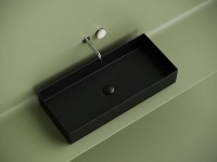 Раковина накладная прямоугольная 801x361x130, цвет черный матовый