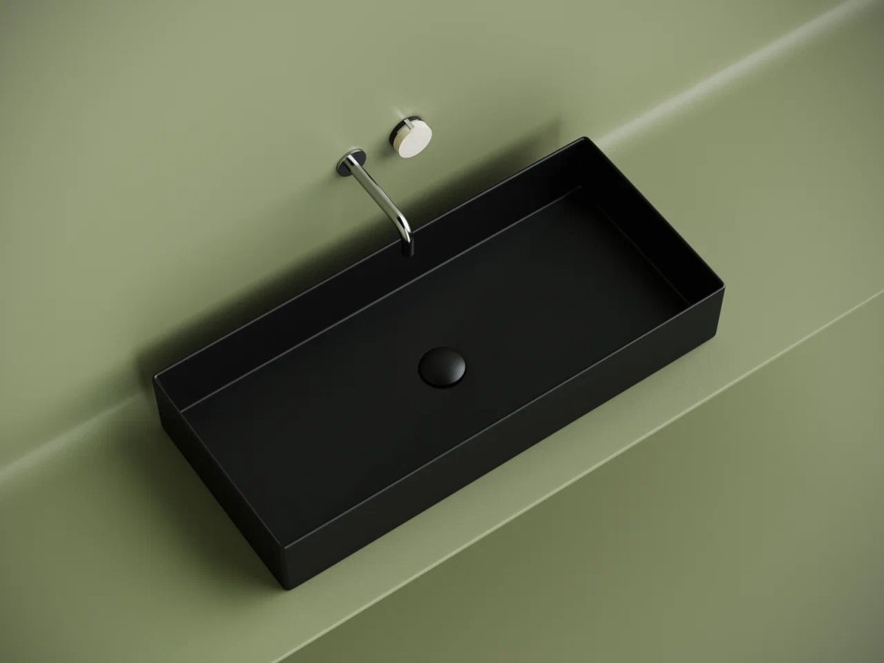 Раковина накладная прямоугольная 801x361x130, цвет черный матовый