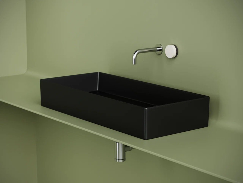 Раковина накладная прямоугольная 801x361x130, цвет черный матовый